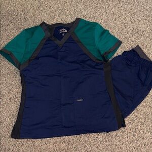 Navy and green Scrub Set